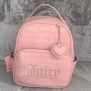 🆕- Juicy Couture ROYAL JUICY BACKPACK IN Pink DIAMOND WITH HEART CHARM